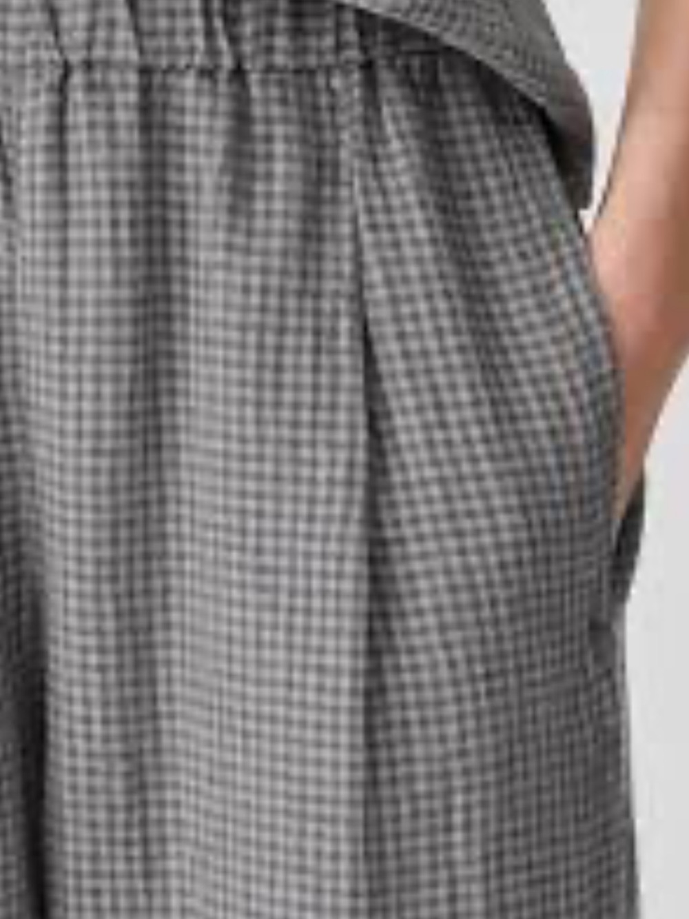 Eileen Fisher Linen Gray Gingham Straight-Leg Pants